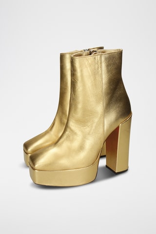 Leren enkellaarzen Gisella- Goudkleurig