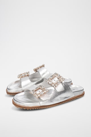 Leren Muiltjes Eve- Zilverkleurig