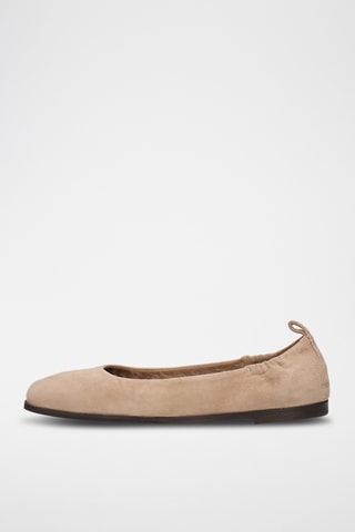 Gevoerde ballerina’s van nubuck Livia- Taupe