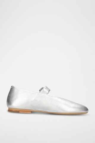 Leren Ballerina's Emily- Zilverkleurig