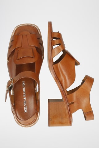 Leren Sandaaltjes met Hak Charlotta 1- Camel