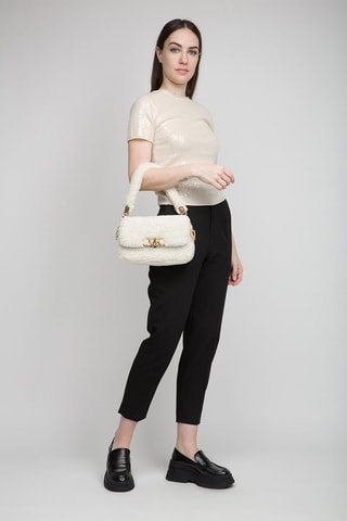 Lamleren Schoudertas - Wit