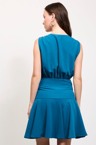 Mouwloze wikkeljurk - Petrolblauw