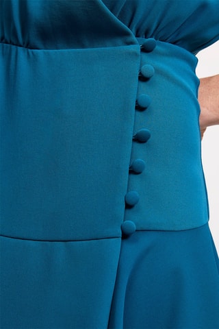 Mouwloze wikkeljurk - Petrolblauw