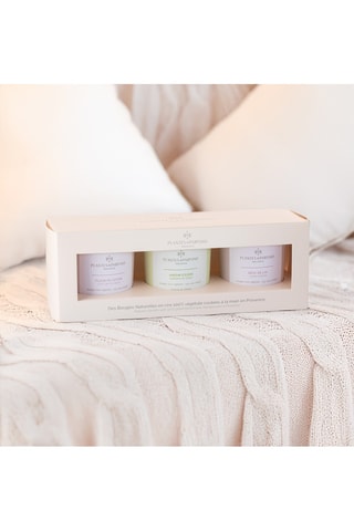 Coffret - 3 bougies naturelles parfumées Fleur de coton, Jardin d’Eden et Rêve de lin