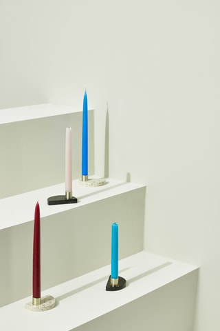 2 castiçais Crescent - 10 x 4 x 6 cm - Preto e branco