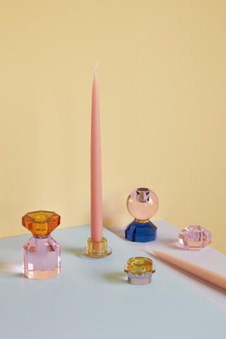 2 castiçais de cristal Gem - 4 cm - Rosa e cinzento-escuro