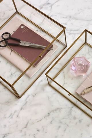 2 castiçais de cristal Gem - 4 cm - Rosa e cinzento-escuro