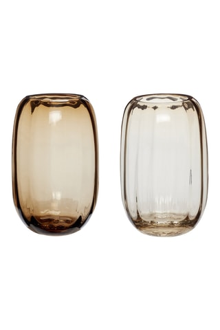 2 jarros em vidro soprado à boca Ripple - 17 cm - Castanho
