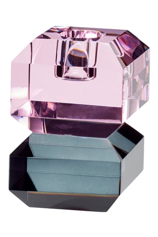 Castiçal de cristal Gem - 9 cm - Rosa e cinzento-escuro