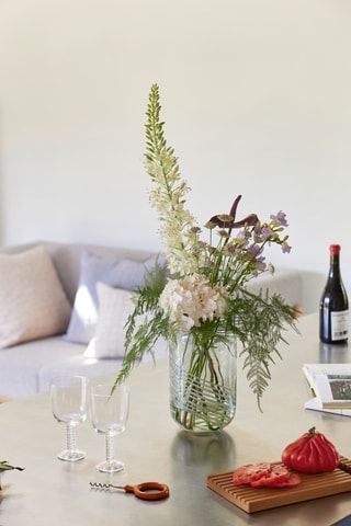 Jarro em vidro soprado à boca Swirl - 28 cm - Cinzento-claro