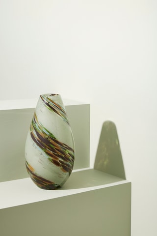 Jarro em vidro soprado à boca Grove - 33 cm - Bege e castanho