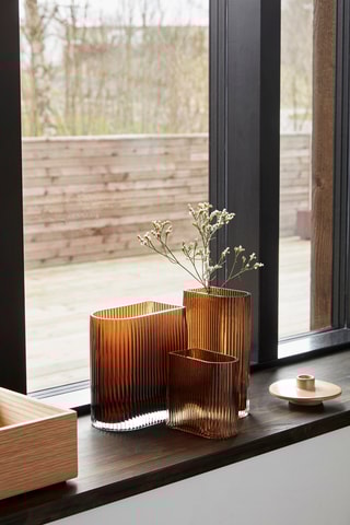 3 jarros em vidro soprado à boca Elements - 20/18/13 cm - Castanho