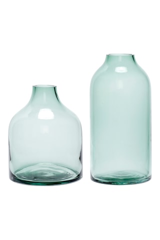 2 jarros em vidro soprado à boca Shimmer - 21 e 28 cm - Verde-água