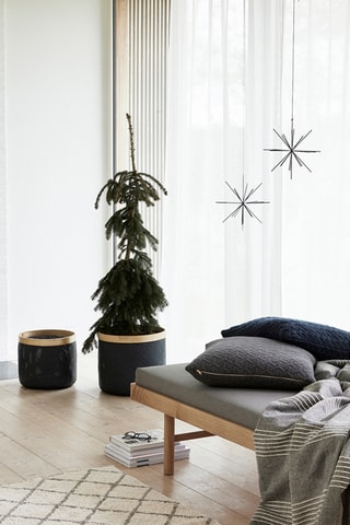 2 cestos em bambu Stribe - 35/30 cm - Natural e preto