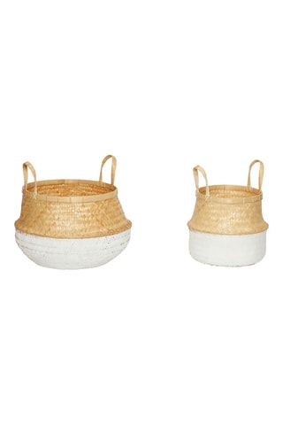 2 paniers en bambou et rotin Daze - 33/31 cm - Naturel et blanc