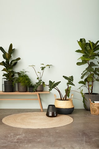 2 paniers en bambou et rotin Daze - 33/31 cm - Naturel et noir