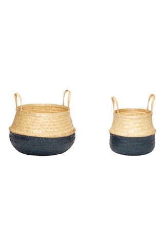 2 paniers en bambou et rotin Daze - 33/31 cm - Naturel et noir