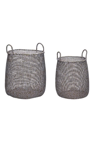 2 paniers Mist - 35 et 43 cm - Marron et bleu foncé