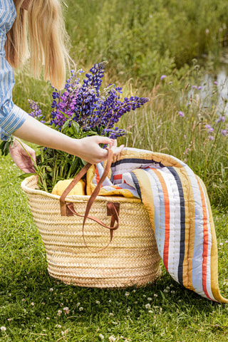 Plaid Pavilion - Moutarde et noir - 140 x 200 cm