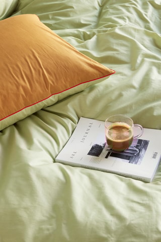 Conjunto colcha Aki - Laranja e verde-água