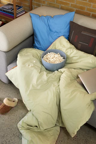 Conjunto colcha Aki - Azul-celeste e bege