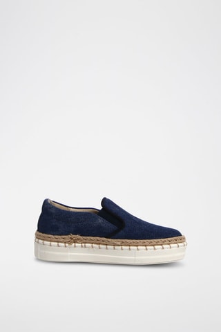 Slip-on com plataforma de ganga Azul-marinho