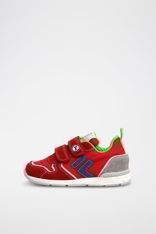 Sapatilhas em couro Vermelho e branco