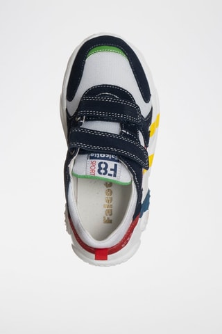 Sapatilhas em couro Azul-marinho e cru