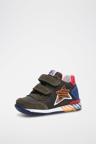 Sapatilhas em couro - Verde e laranja