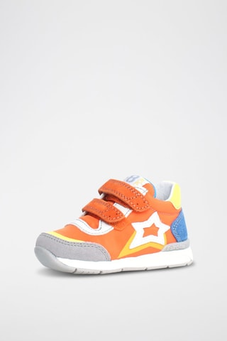 Sapatilhas em couro New Ferdi - Laranja e branco