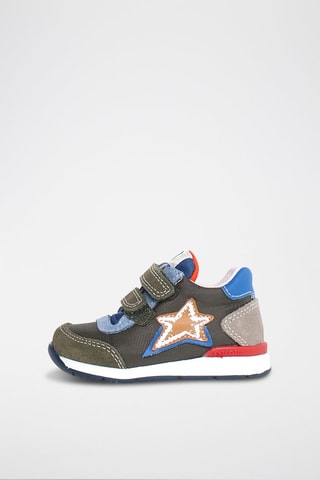 Sapatilhas em couro New Ferdi - Azul e caqui