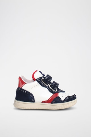 Sapatilhas em couro Klip - Branco e azul-marinho