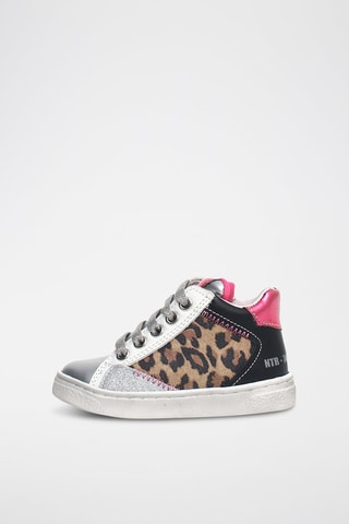 Sapatilhas subidas em couro Quar - Prateado e branco