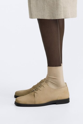 Leren Derby's - Beige