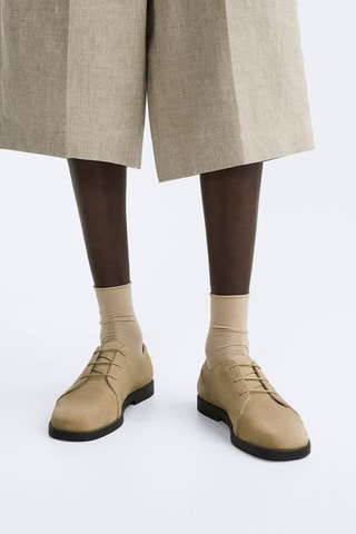 Leren Derby's - Beige