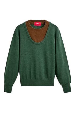 Wollen Trui Trompe-l'oeil - Groen