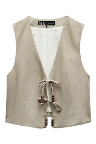 Mouwloos Linnen Vest - Beige