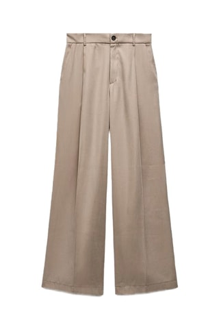 Soepelvallende Broek Hoge Taille - Beige