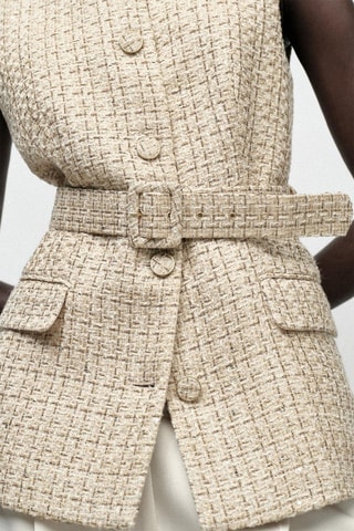 Mouwloos Tweed Jasje - Beige