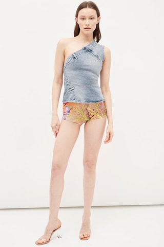 Asymmetrische Spijkertop Blauw