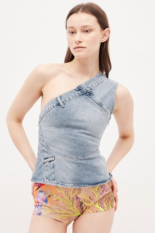 Asymmetrische Spijkertop Blauw