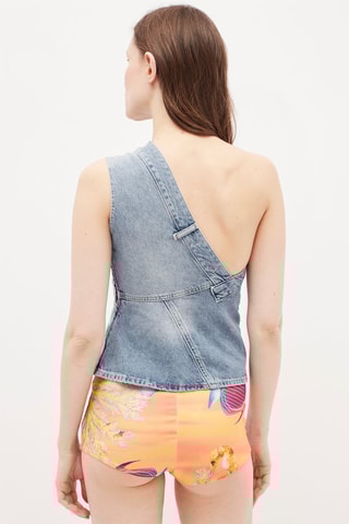 Asymmetrische Spijkertop Blauw