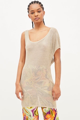 Lange Asymmetrische Top Zandkleurig