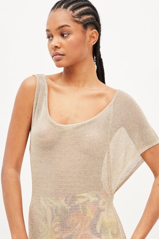 Lange Asymmetrische Top Zandkleurig