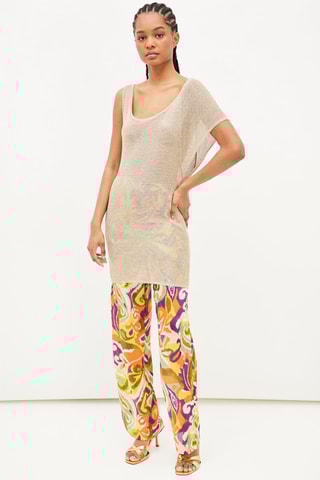 Lange Asymmetrische Top Zandkleurig