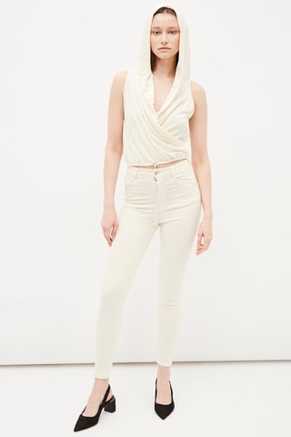 Top met Capuchon Crèmekleurig