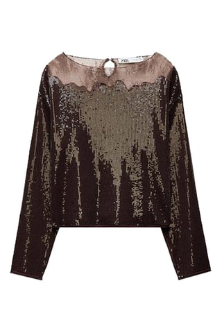 Top van 2 Materialen - Bruin