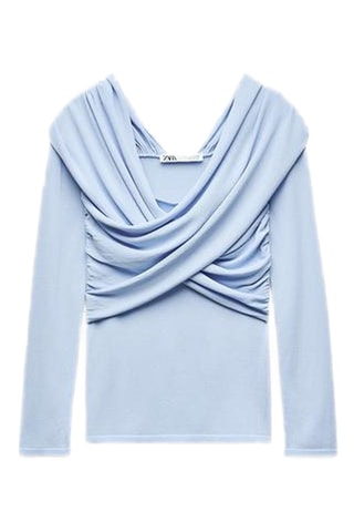 Gedrapeerde Top - Hemelsblauw