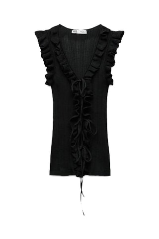 Top met Ruches - Zwart